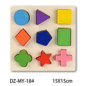 Kids 3D Puzzle Wooden Toys Colorful Geometry Shape Cognition Wood Puzzle Children Early Learning Educational Montessori Toys