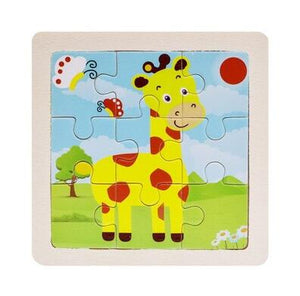 Intelligence Kids Toy Wooden 3D Puzzle Jigsaw Tangram for Children Baby Cartoon Animal/Traffic Puzzles Educational Learning Toys