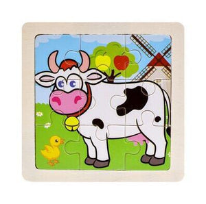 Intelligence Kids Toy Wooden 3D Puzzle Jigsaw Tangram for Children Baby Cartoon Animal/Traffic Puzzles Educational Learning Toys