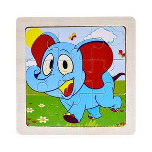 Intelligence Kids Toy Wooden 3D Puzzle Jigsaw Tangram for Children Baby Cartoon Animal/Traffic Puzzles Educational Learning Toys