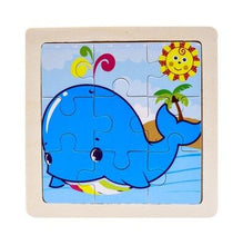 Load image into Gallery viewer, Intelligence Kids Toy Wooden 3D Puzzle Jigsaw Tangram for Children Baby Cartoon Animal/Traffic Puzzles Educational Learning Toys
